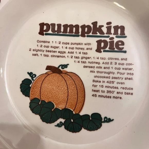 Mount Clemens Pottery Pumpkin Pie Recipe Vintage Plate - Picture 2 of 8